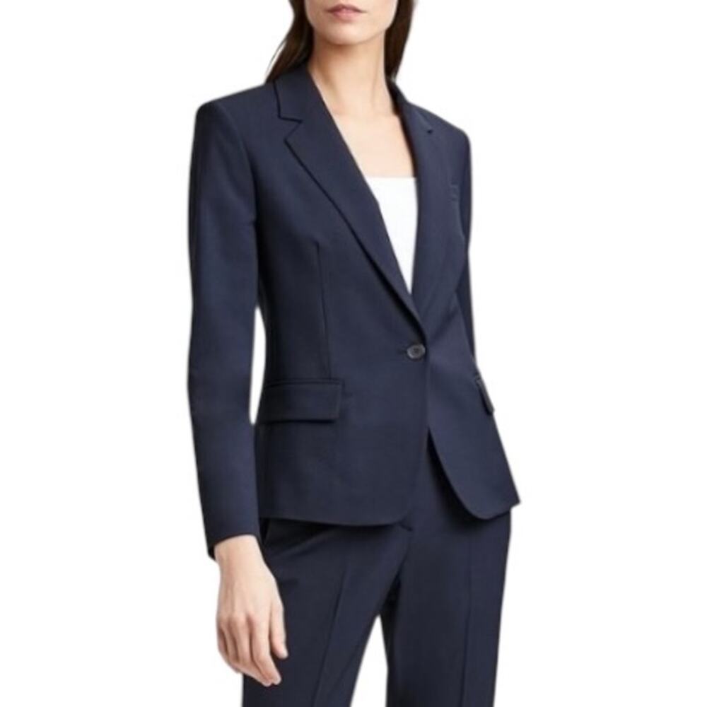 Theory Gabe Navy Virgin Wool Blend Blazer Size 8